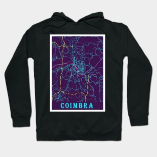 Coimbra Neon City Map, Coimbra Minimalist City Map Art Print Hoodie